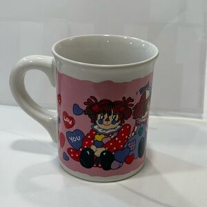 Source Unknown Pink and White Mug with Clown Design